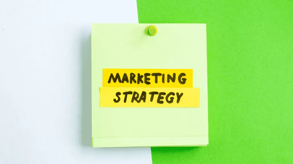 Post-it note with Marketing Strategy written on it